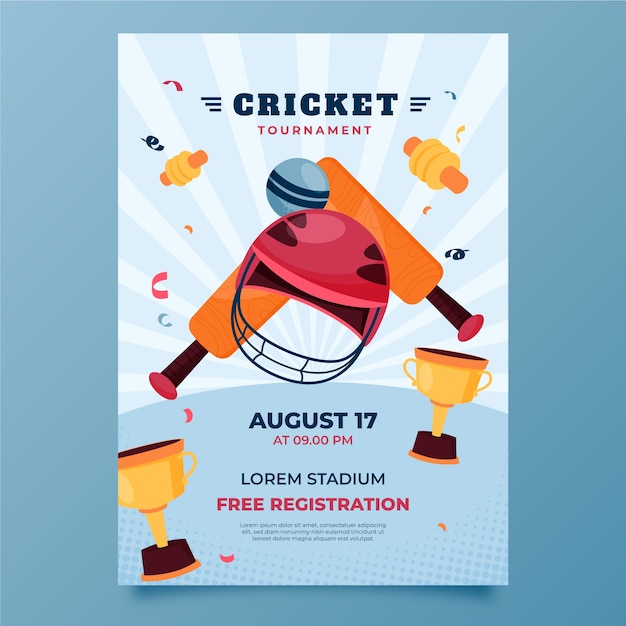 Vector gratuito cartel de cricket ipl dibujado a mano