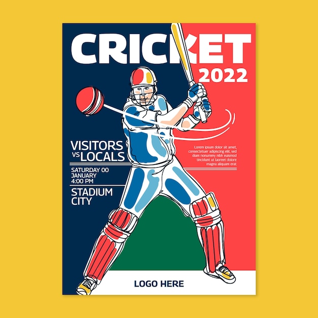 Vector gratuito cartel de cricket ipl dibujado a mano