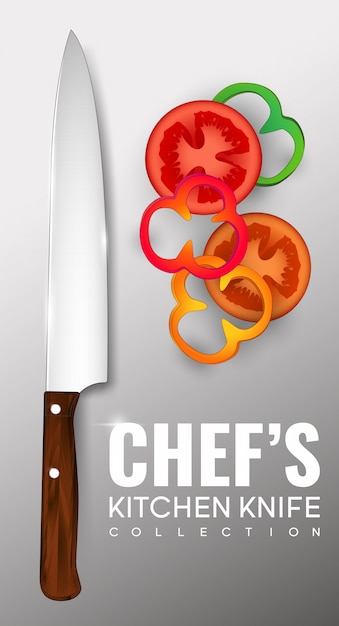 Vector gratuito cartel de cuchillo de chef realista