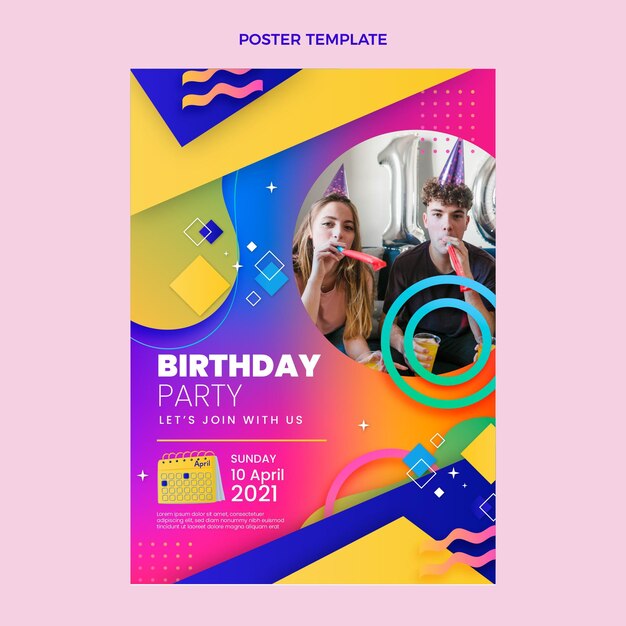 Cartel de cumpleaños colorido degradado
