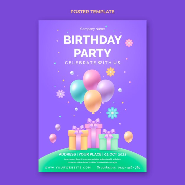 Cartel de cumpleaños colorido degradado