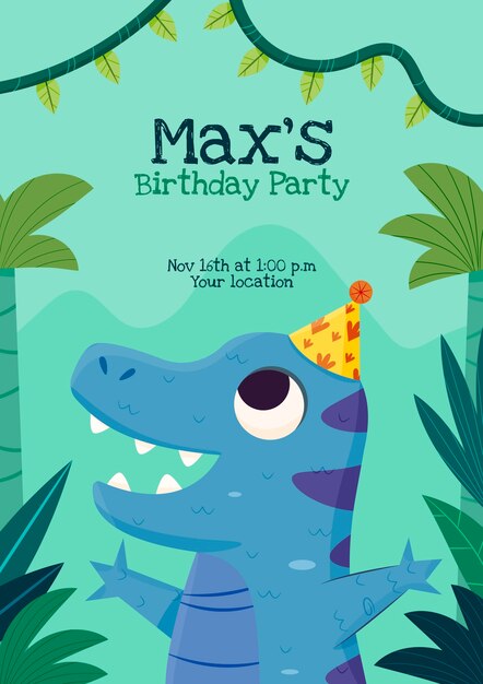 Cartel de cumpleaños infantil dibujado a mano