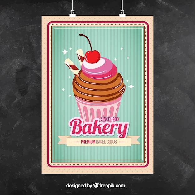 Vector gratuito cartel de cupcake delicioso