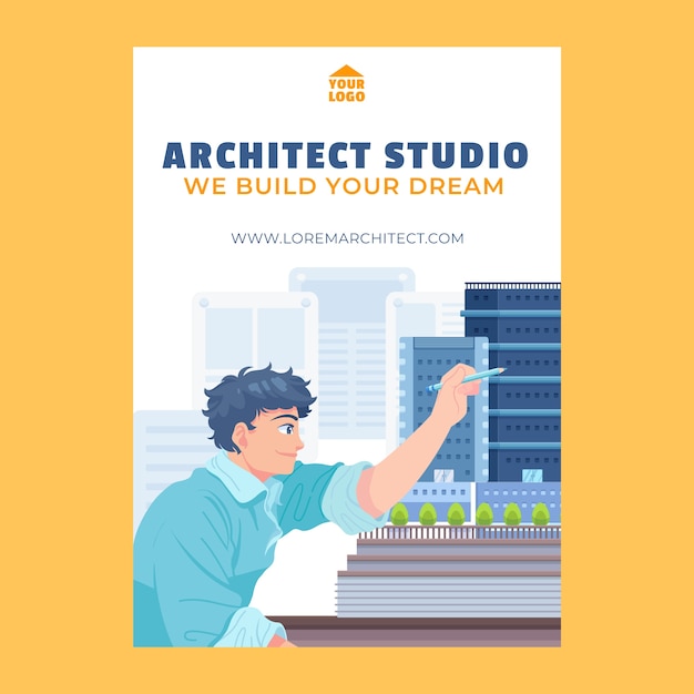 Cartel de desarrollo de arquitectura de diseño plano.