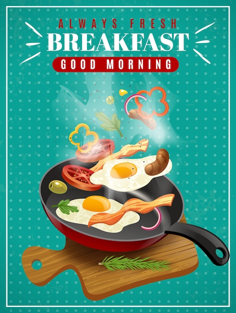 Vector gratuito cartel de desayuno fresco