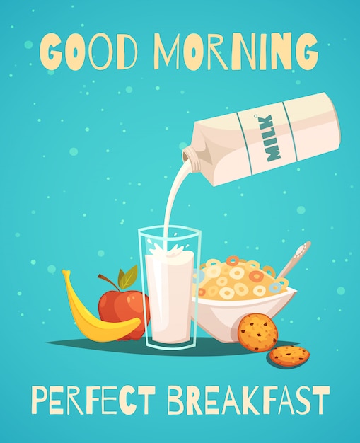 Cartel desayuno perfecto en estilo retro