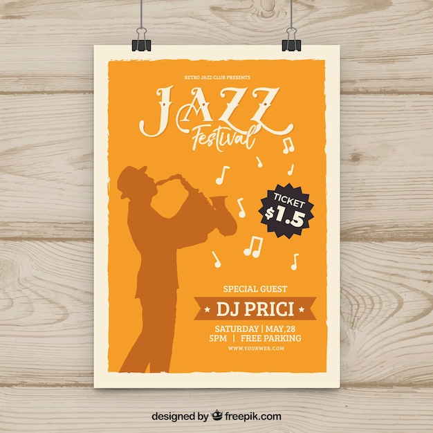 Cartel del día internacional de jazz en diseño plano