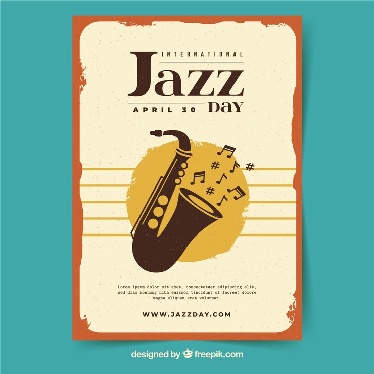 Vector gratuito cartel del día internacional de jazz en estilo vintage