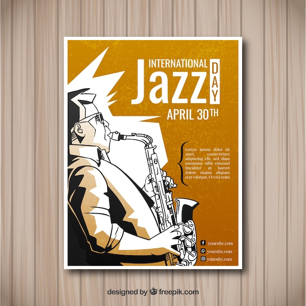 Cartel del día internacional de jazz en estilo vintage