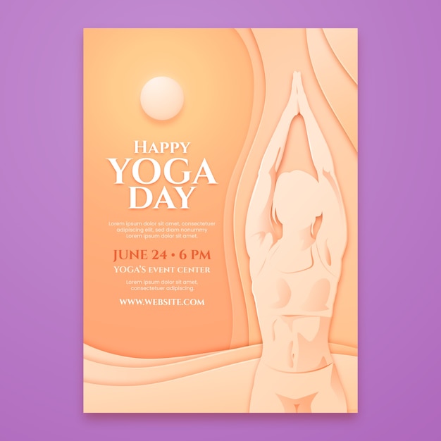 Vector gratuito cartel del día internacional del yoga estilo papel.