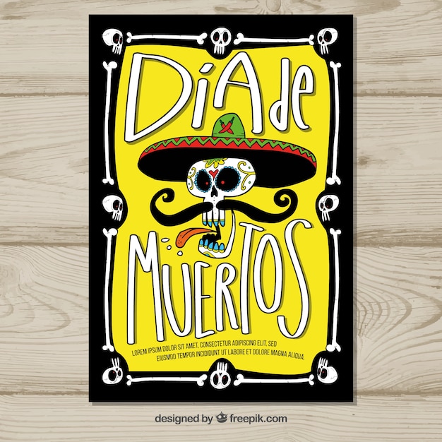 Cartel del día de muertos con mariachi