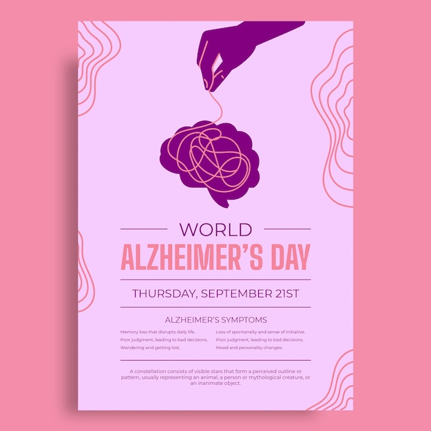 Vector gratuito cartel del día mundial del alzheimer con ondas duotono.
