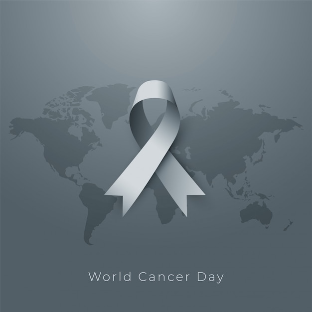 Cartel del día mundial del cáncer en tono gris