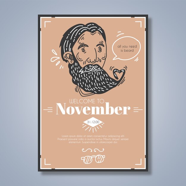Cartel dibujado a mano para celebrar movember