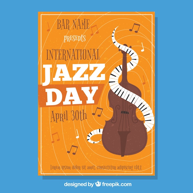 Cartel dibujado a mano del día internacional de jazz