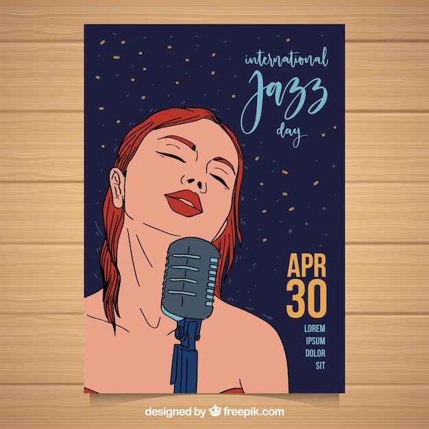 Vector gratuito cartel dibujado a mano para el día internacional del jazz