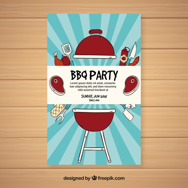 Cartel dibujado a mano para una fiesta de barbacoa