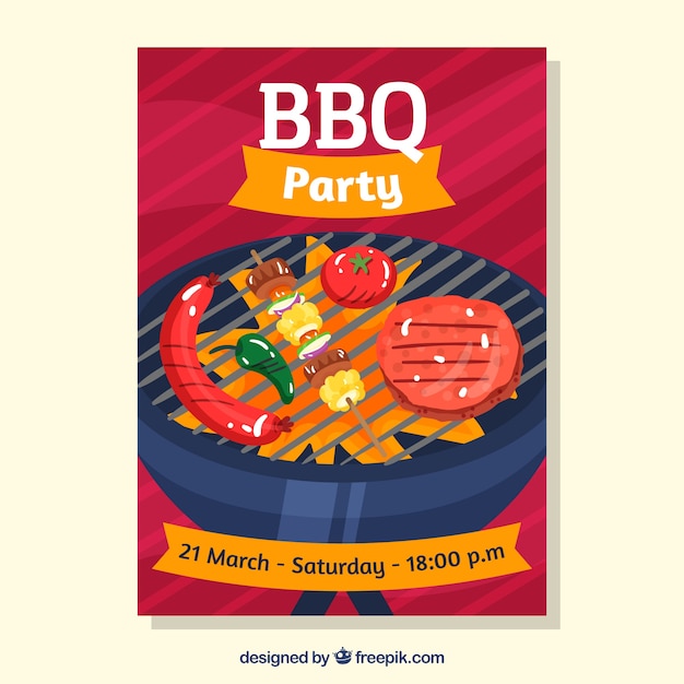 Vector gratuito cartel dibujado a mano para una fiesta de barbacoa