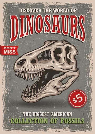Vectores e ilustraciones de Cartel dinosaurio para descargar gratis |  Freepik