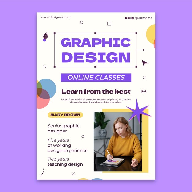 Cartel de diseñador gráfico de diseño plano.