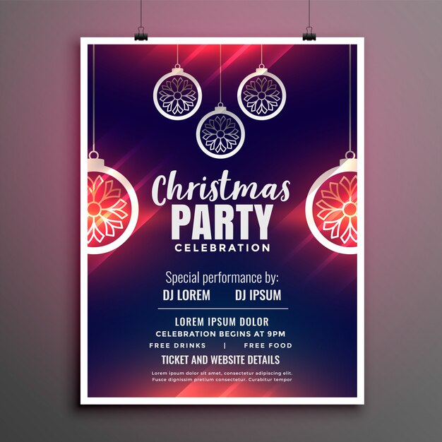Cartel de diseño de flyer de fiesta de feliz navidad