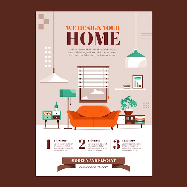 Vector gratuito cartel de diseño de interiores dibujado a mano