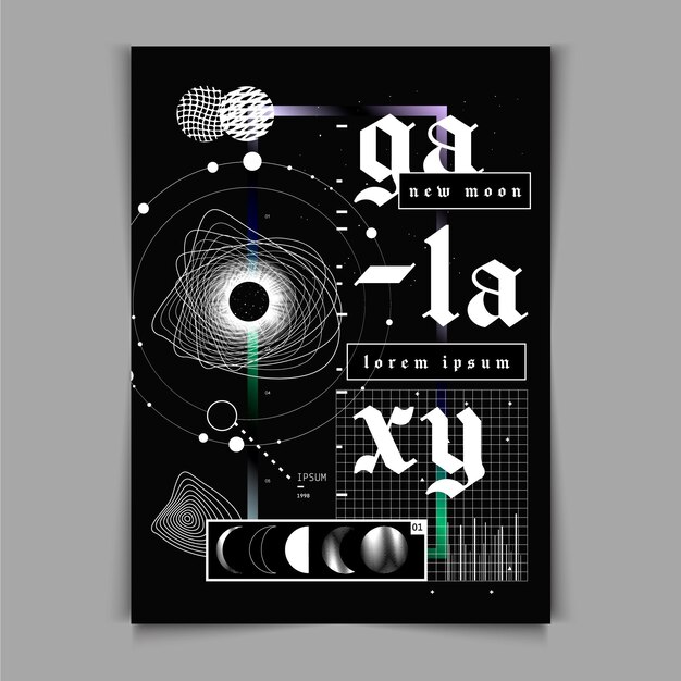 Cartel de diseño plano y2k