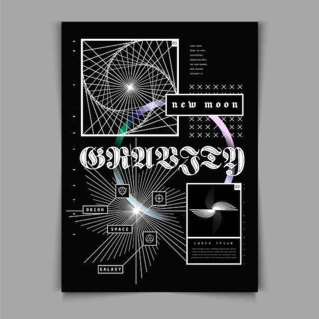 Cartel de diseño plano y2k