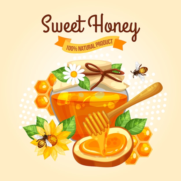 Vector gratuito cartel dulce de la miel