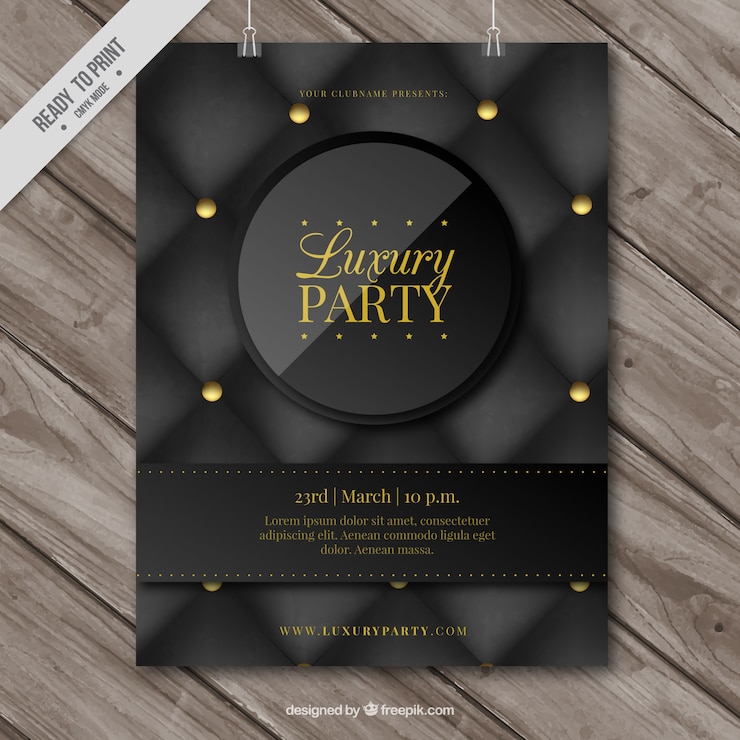 Vector gratuito cartel elegante de lujosa fiesta 