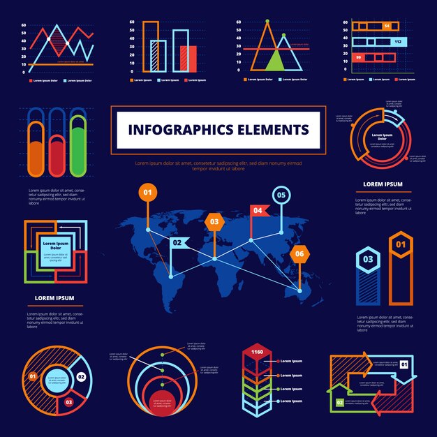 Cartel de elementos infográficos