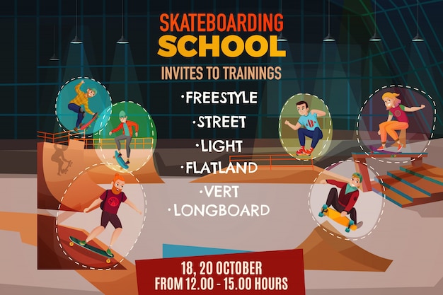 Cartel de la escuela de skate