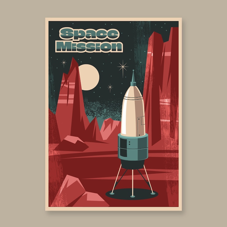 Vector gratuito cartel de espacio retro plano