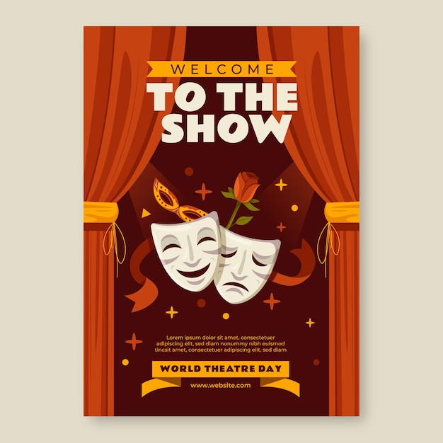 Vector gratuito cartel de espectáculo de teatro dibujado a mano