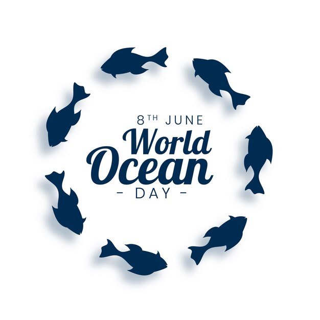 Cartel del evento del día mundial del océano para proteger la vida marina submarina