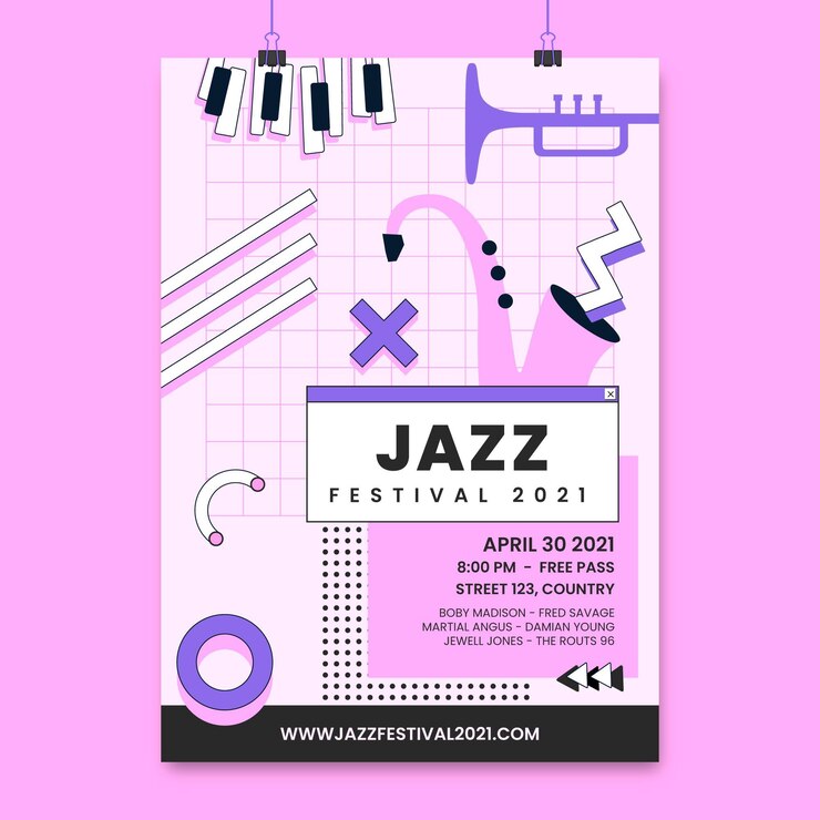 Vector gratuito cartel de evento de música de jazz de memphis monocolor