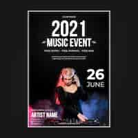 Vector gratuito cartel del evento musical 2021 con foto