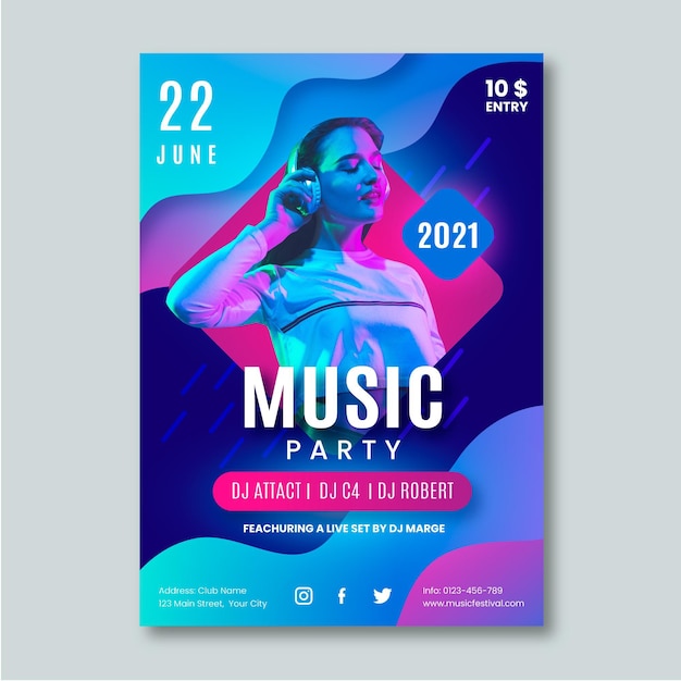 Vector gratuito cartel del evento musical para la plantilla 2021