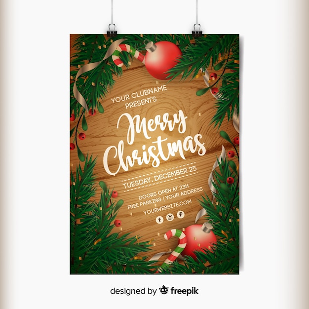 Vector gratuito cartel de feliz navidad