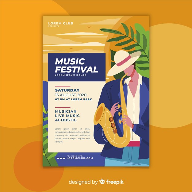 Cartel de un festival de música dibujado a mano