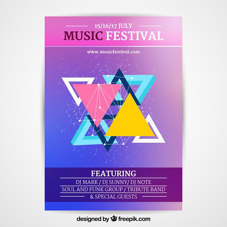 Vector gratuito cartel de festival de música en estilo abstracto