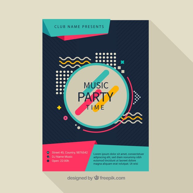 Cartel de festival de música en estilo hecho a mano