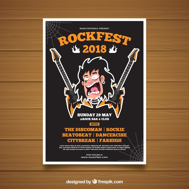 Vector gratuito cartel de festival de música en estilo plano
