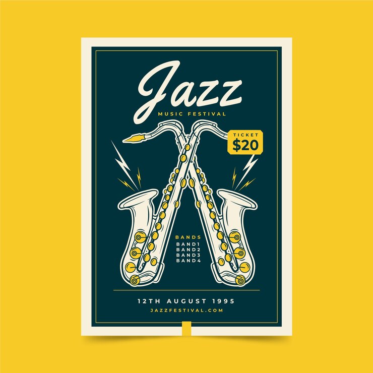 Vector gratuito cartel del festival de música jazz
