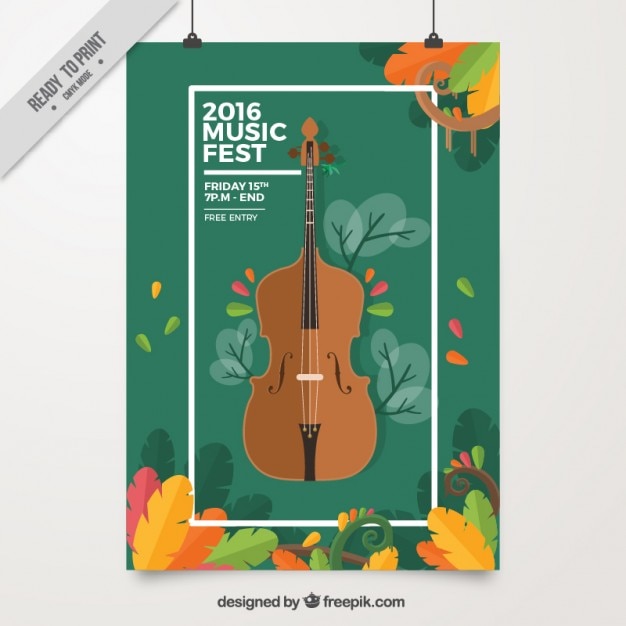 Vector gratuito cartel de festival de música con violonchelo