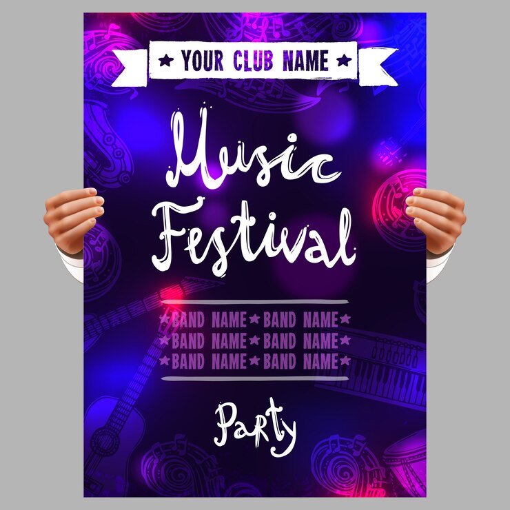 Vector gratuito cartel del festival de música