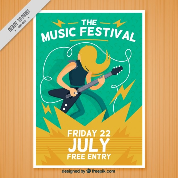 Vector gratuito cartel de festival de música