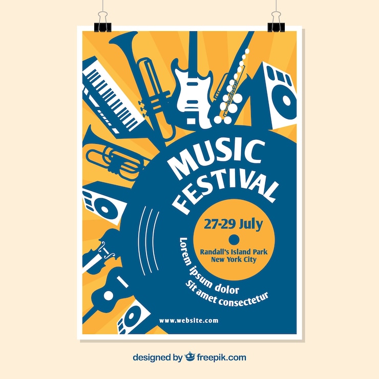 Vector gratuito cartel de festival de música