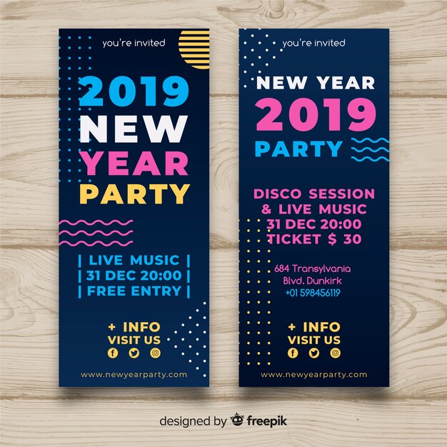 Cartel de fiesta de año nuevo 2019