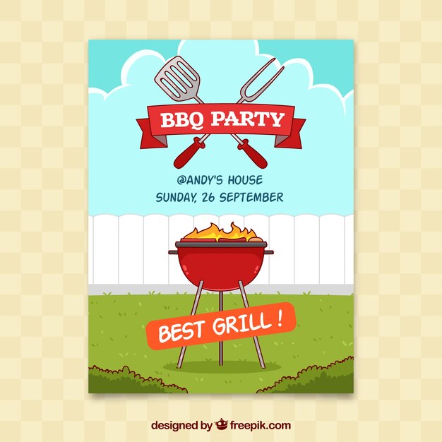 Cartel de fiesta de barbacoa dibujado a mano